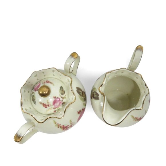 ROYAL ELFREDA Ceramic Creamer And Sugar Bowl Set Blushing Beauty Vintage - Picture 4 of 9